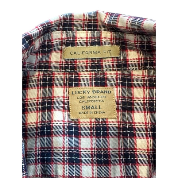 LUCKY BRAND Mens Black White Red Long Sleeve Flannel Shirt Size Small EUC‎ - Picture 4 of 9